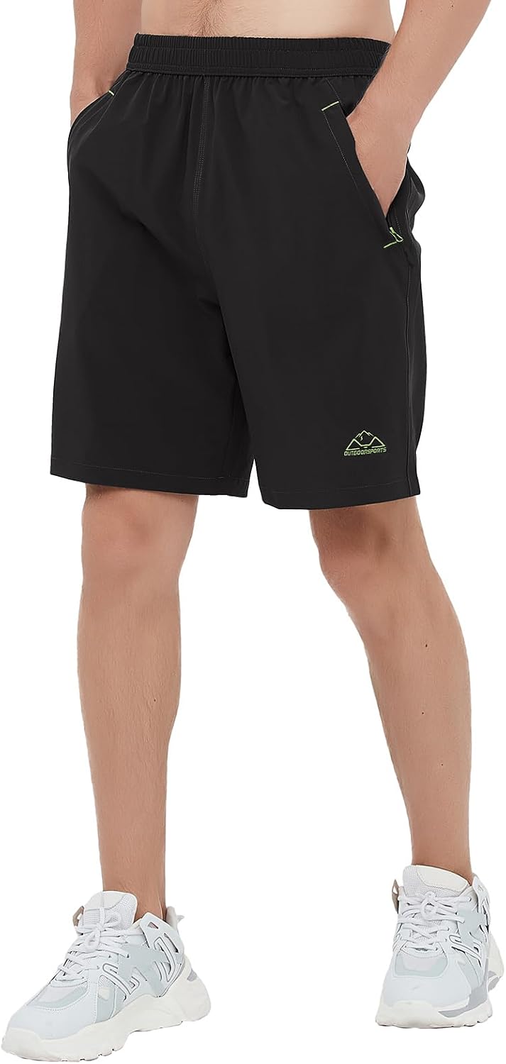 Rdruko Men's Quick Dry Hiking Shorts Lightweight Running Gym Outdoor Active Shorts with Zipper Pockets