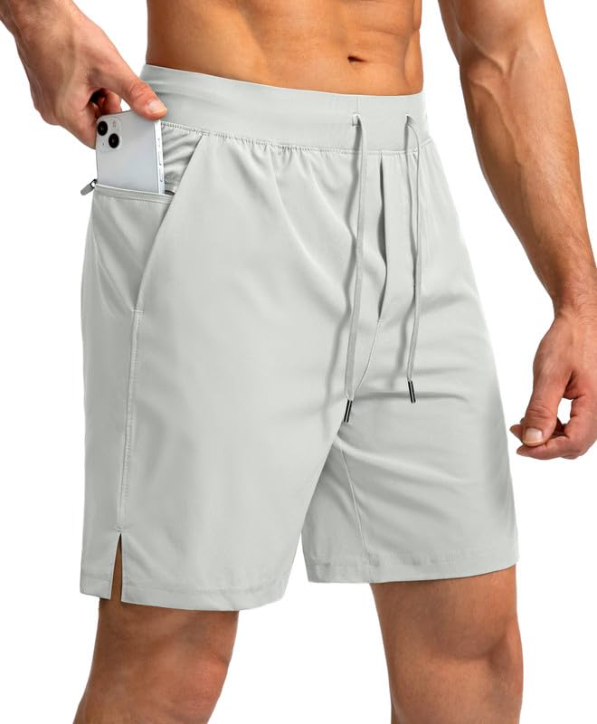 Soothfeel Men's Athletic Running Shorts Zipper Pockets 9"/7"/5 Workout Gym