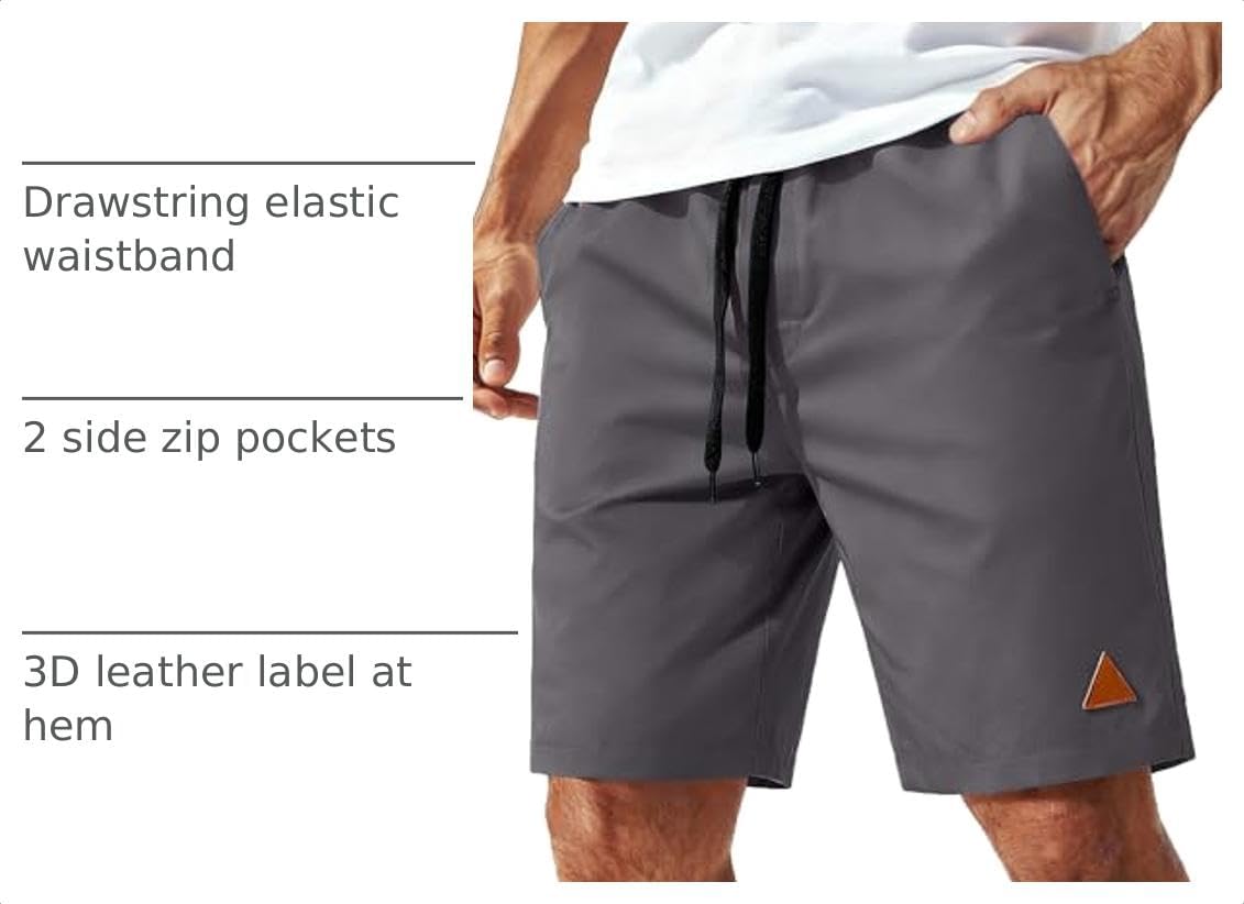 COOFANDY Mens 9" Casual Shorts with Zipper Pockets Lightweight Chino Shorts