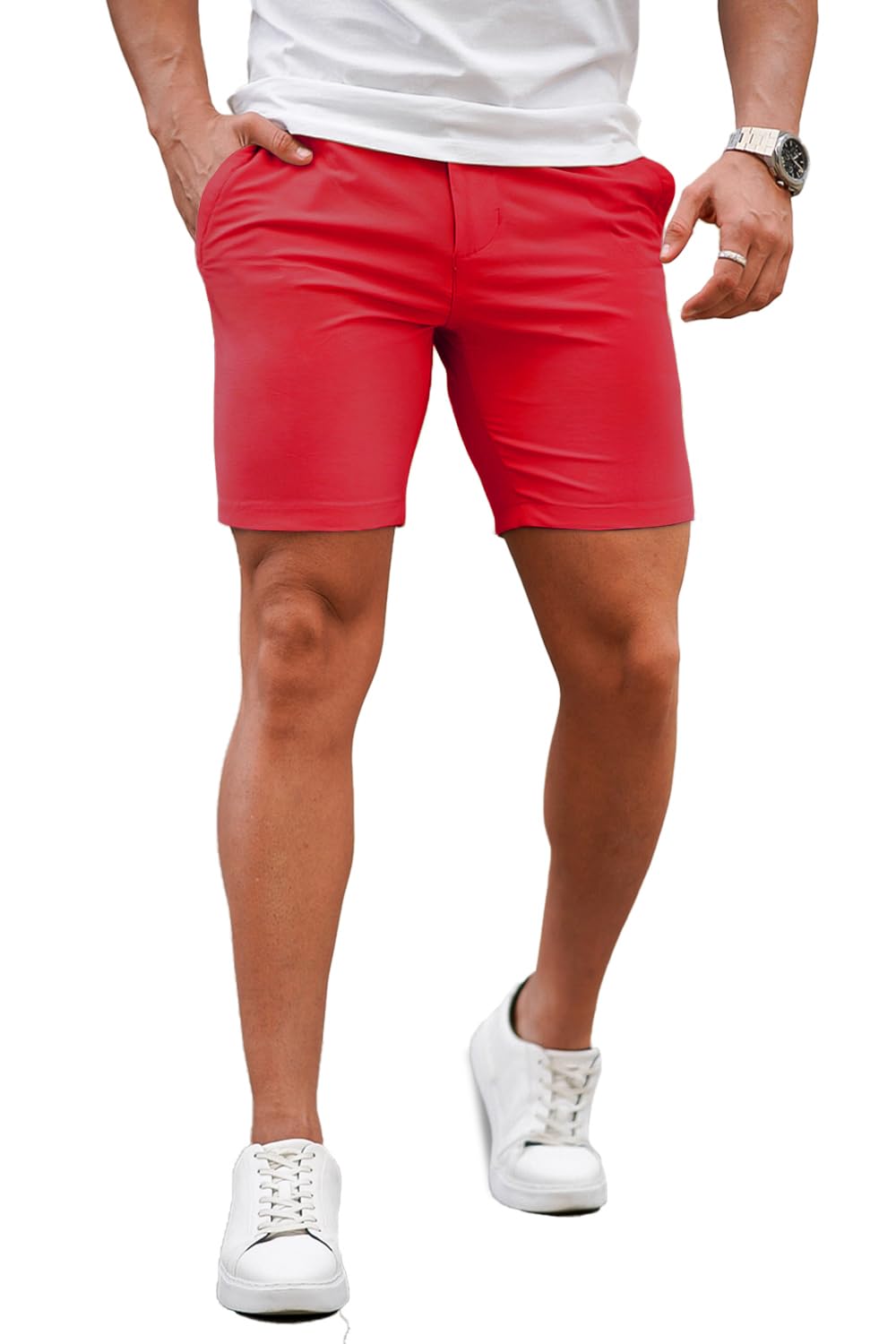 GINGTTO Mens Slim Fit Shorts Stretch Tapered Leg Skinny Chinos 5" 7"