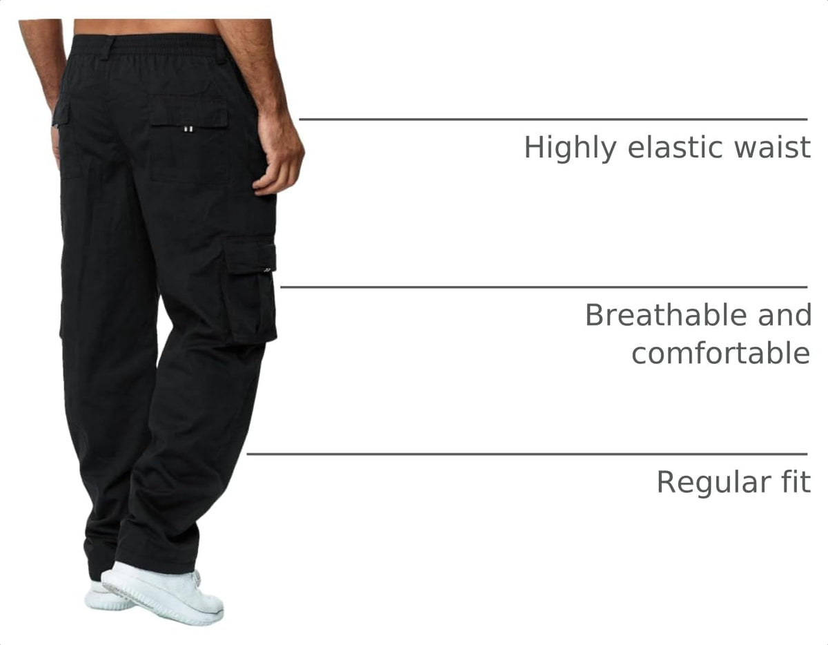 AIFARLD Men's Cargo Pants with Pockets Cotton Hiking Sweatpants Casual Athletic Jogger Sports Outdoor Trousers Relaxed Fit