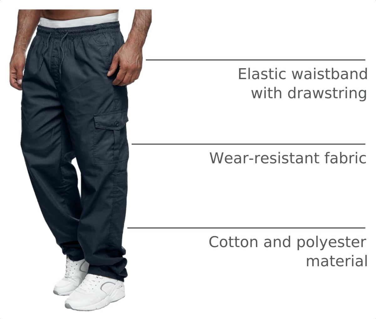Rela Bota Men's Cargo Pants Jogger Sweatpants Drawstring Outdoor Trousers