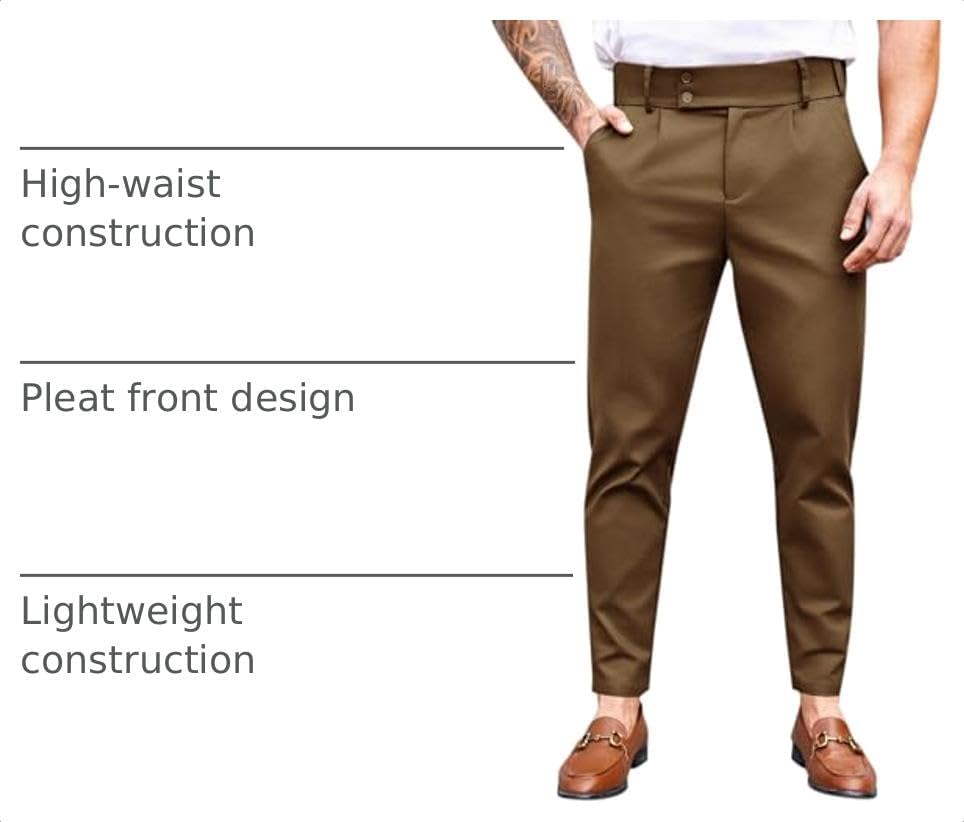 Mens Chino Pants Slim Fit Stretch Skinny Tapered Dress Pant Casual Trousers
