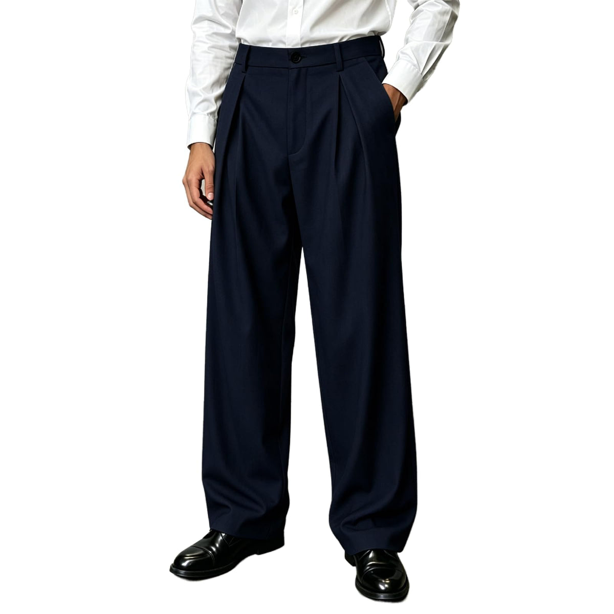 Percle Men's Pleated Baggy Wide Leg Dress Pants Old Money Casual Slacks