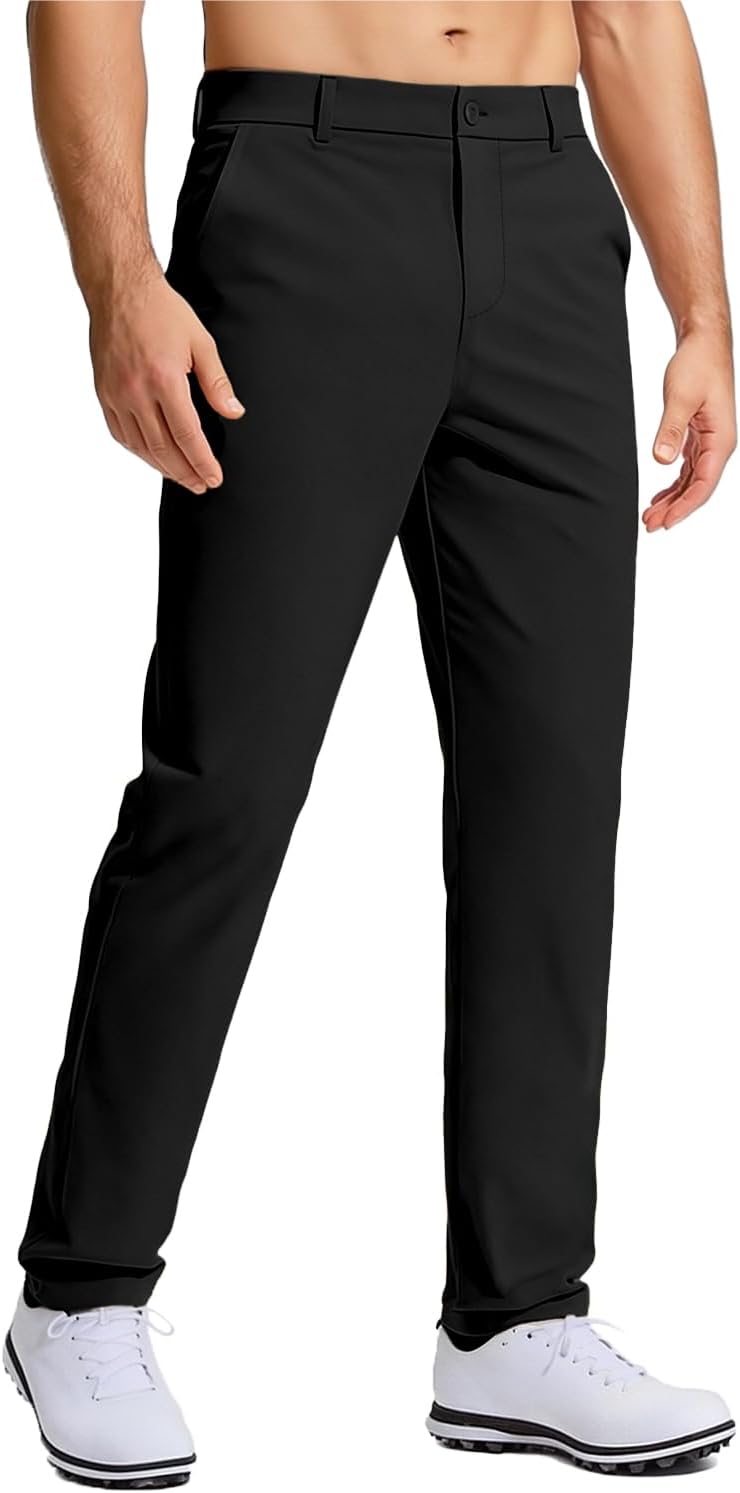 Men's Golf Pants Stretch Work Dress Comfy Pants 30"/32"/34" Lightweight Quick Dry Casual Slacks Trousers with Pockets