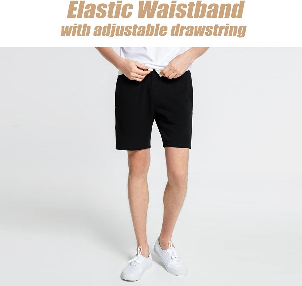 maamgic Mens Athletic Gym Shorts 5/7" Elastic Waist Casual Pajama Pocket Jogger Men Workout Short Pants