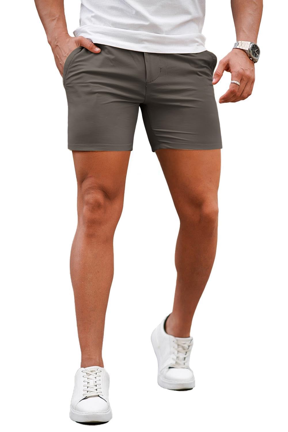 GINGTTO Mens Slim Fit Shorts Stretch Tapered Leg Skinny Chinos 5" 7"