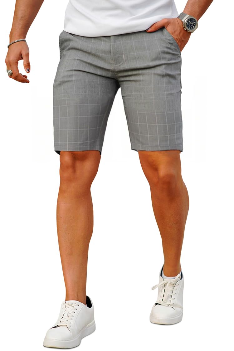 GINGTTO Mens Slim Fit Shorts Stretch Tapered Leg Skinny Chinos 5" 7"