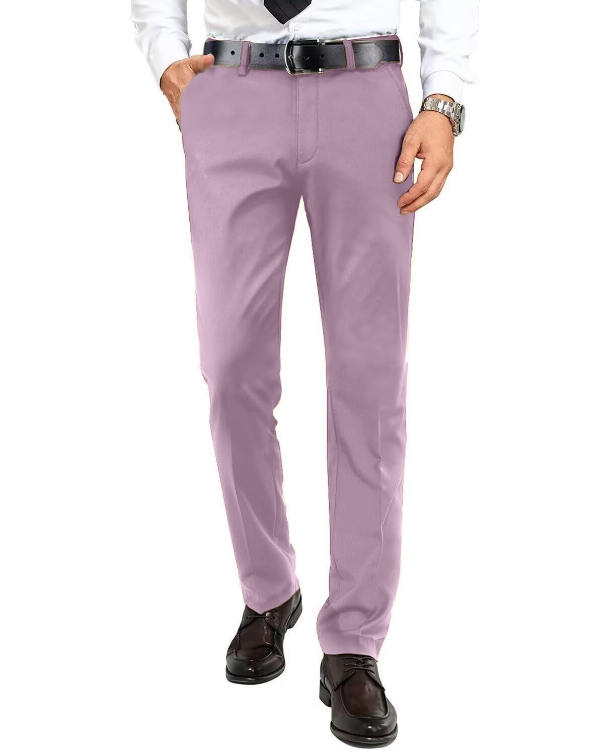 Men's Dress Pants Slim Fit Expandable Waist Tuxedo Trousers Formal Suits
