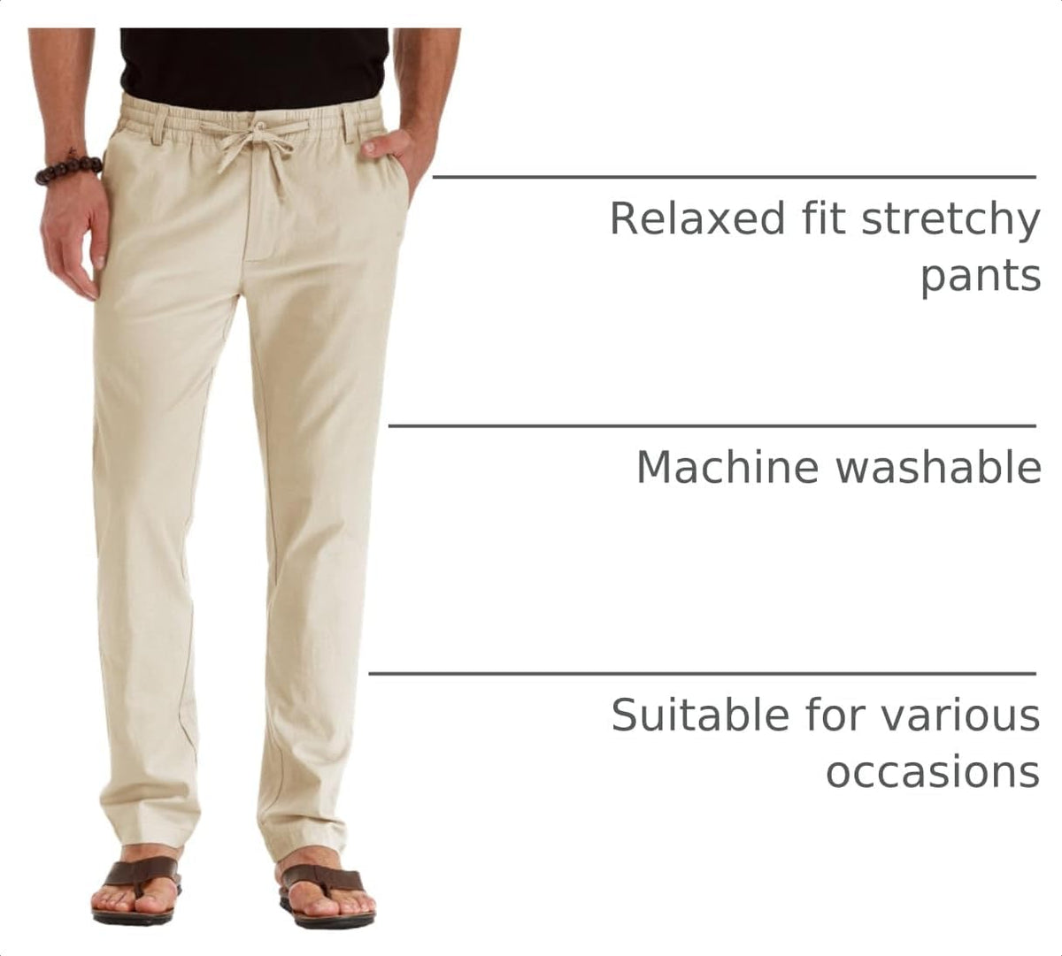Sailwind Men's Drawstring Linen Pants Casual Summer Beach Loose Trousers