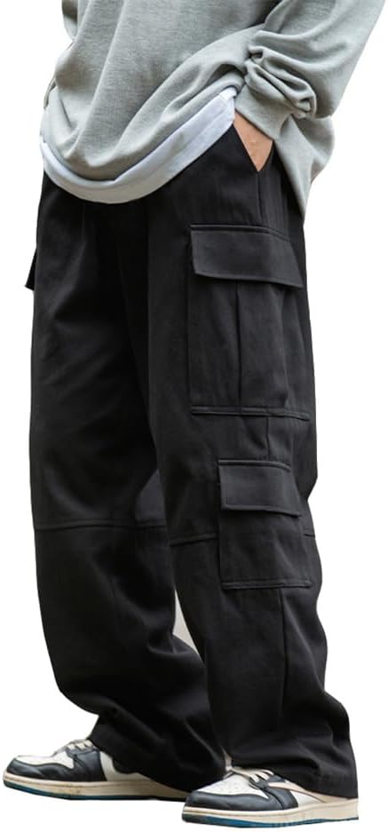 THWEI Men's Baggy Cargo Pants Casual Drawstring Trouser