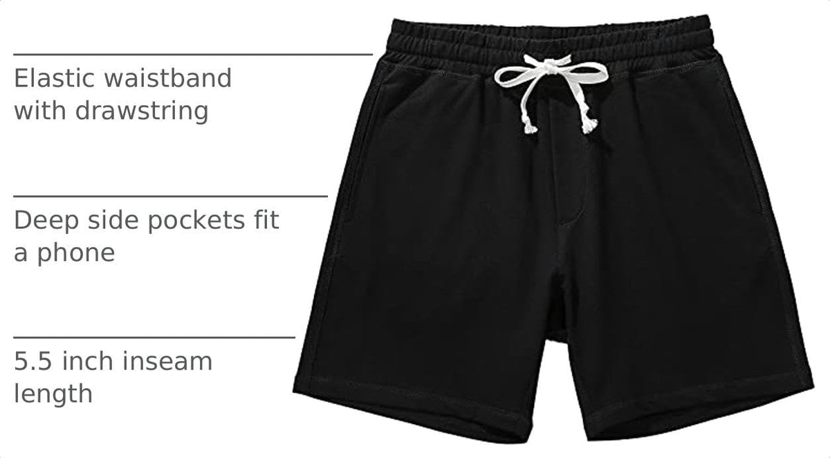 AMY COULEE Men's Cotton Sweat Shorts with Pockets, 5.5 Inch Inseam