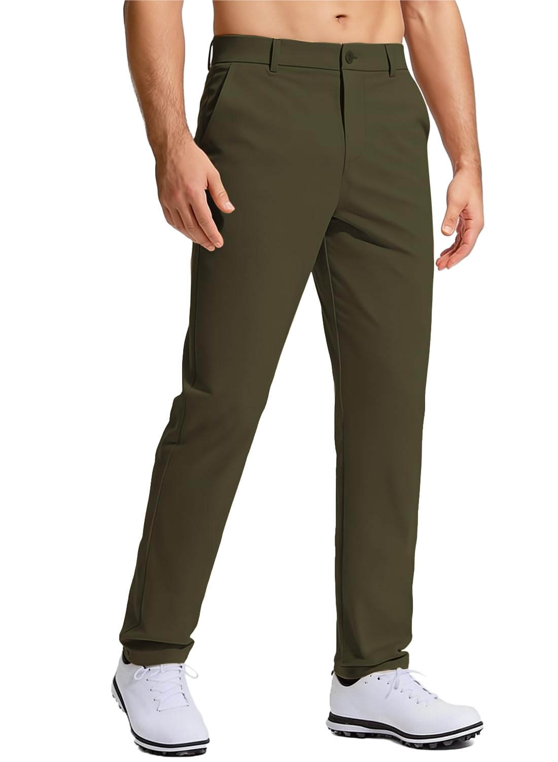 Men's Golf Pants Stretch Work Dress Comfy Pants 30"/32"/34" Lightweight Quick Dry Casual Slacks Trousers with Pockets