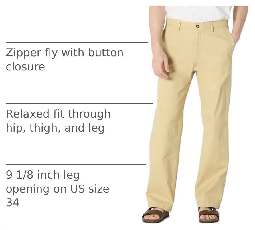 Amazon Essentials Men's Relaxed-Fit Cotton Chino Pant with Stretch Fabric