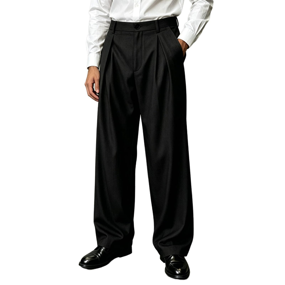 Percle Men's Pleated Baggy Wide Leg Dress Pants Old Money Casual Slacks