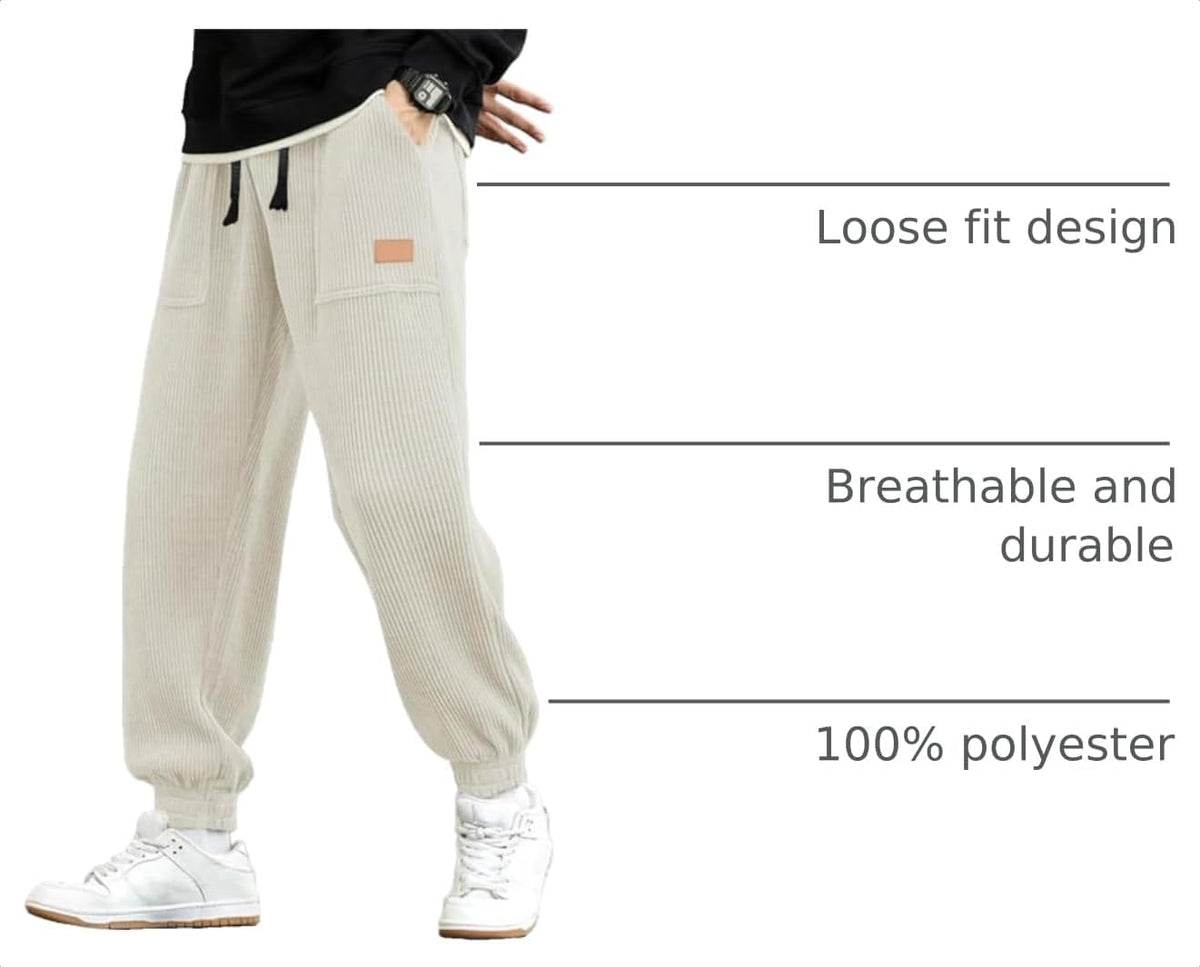JMIERR Mens Corduroy Drawstring Sweatpants Casual Joggers Relaxed Fit Pants