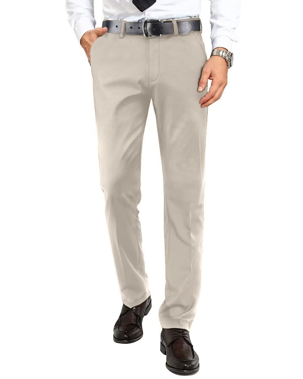 Men's Dress Pants Slim Fit Expandable Waist Tuxedo Trousers Formal Suits
