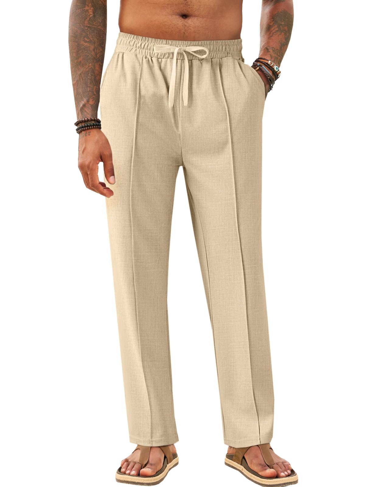 Makkrom Mens Casual Pants Lightweight Summer Beach Dress Pants