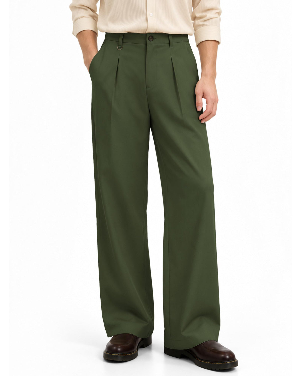 ZKMAN Men's Wide Leg Pleated Dress Pants Drawstring Elastic Waist Slacks