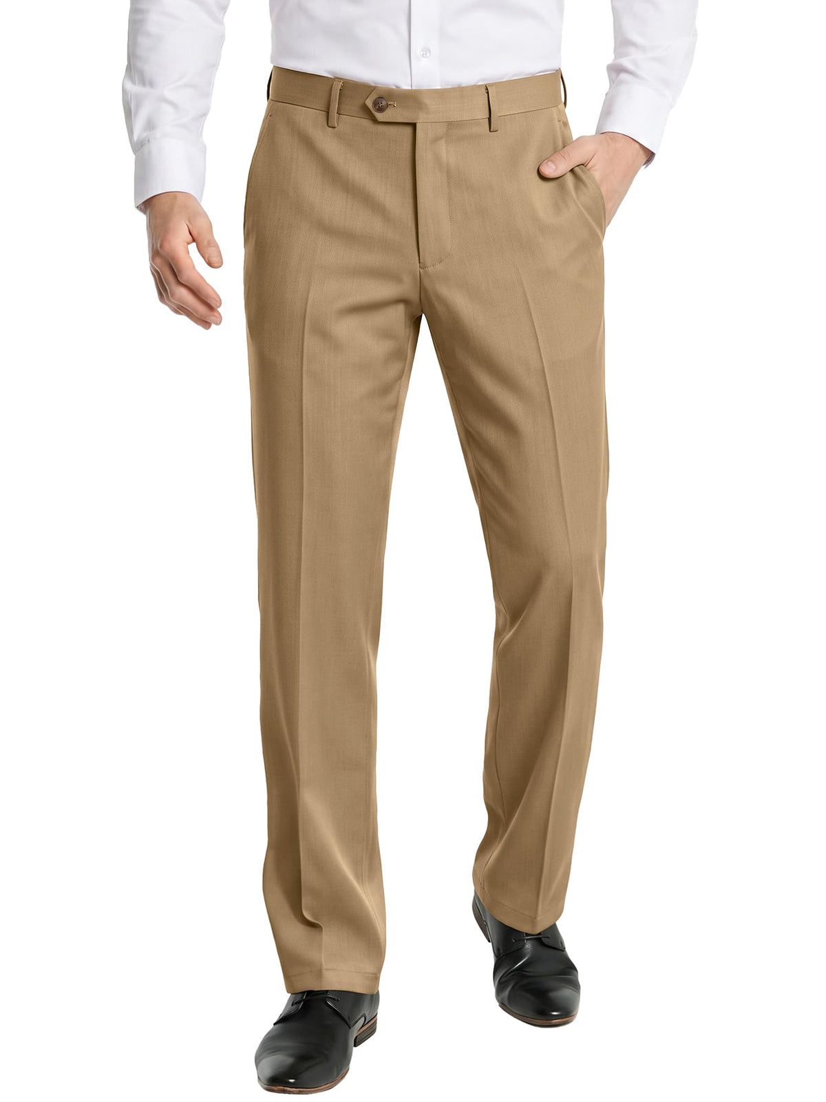 PLEPAN Men's Classic Fit Dress Pants Wrinkle‑Resistant