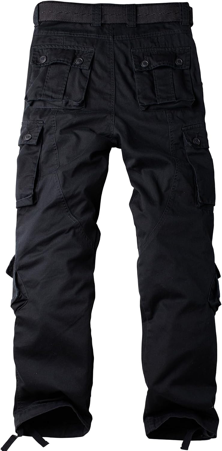 Men's Camo Cargo Work Pants Cotton Tactical Ripstop Casual Combat Pants with 8 Pockets