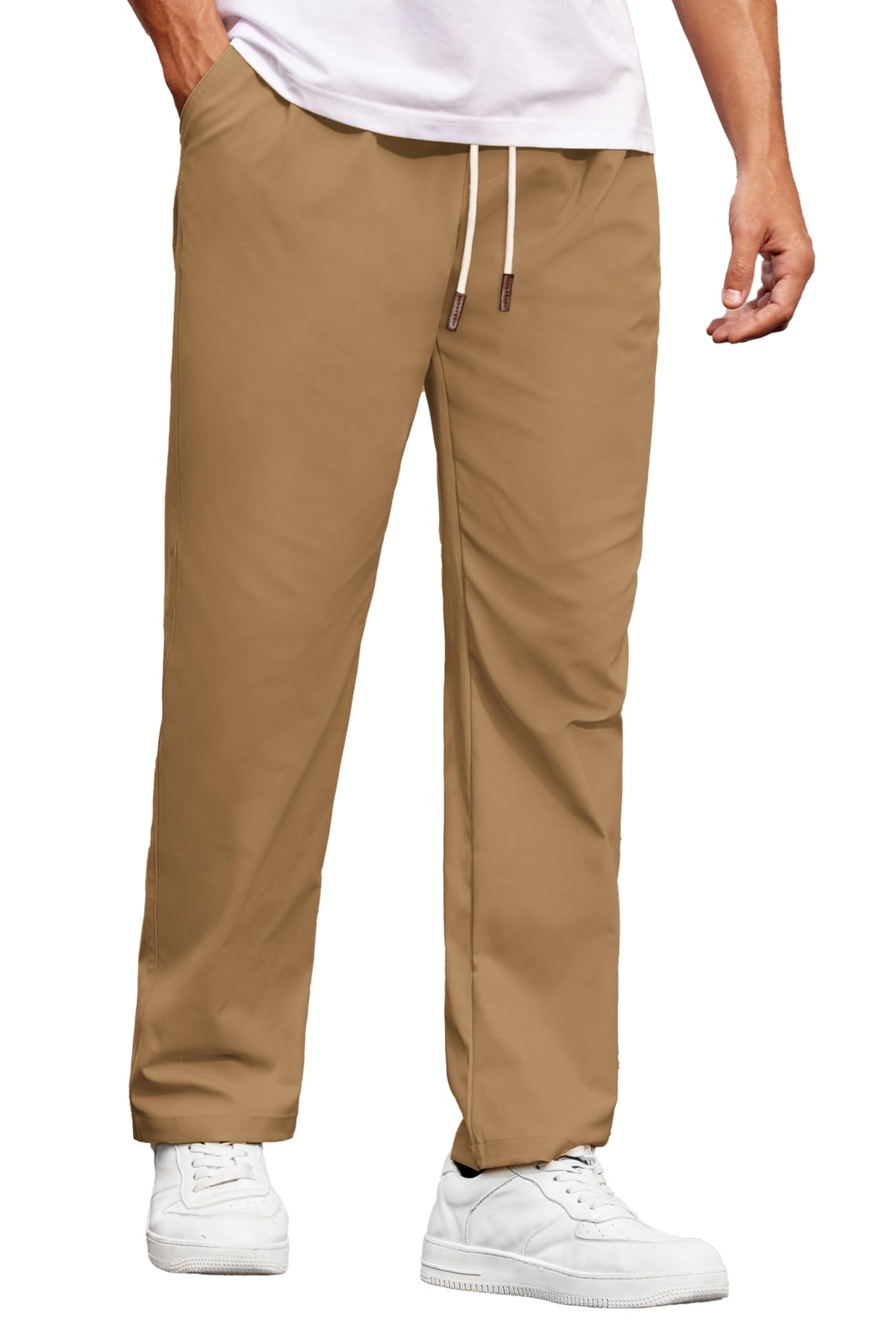 COOFANDY Men's Casual Chino Pants Drawstring Elastic Waist Relaxed Fit Pant