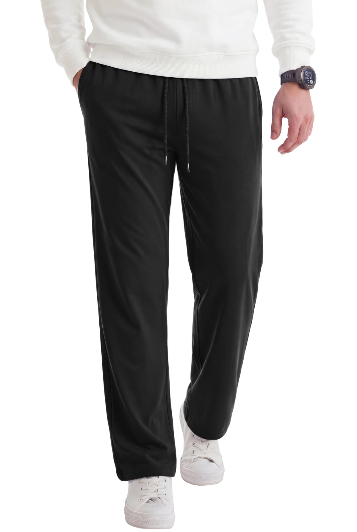 COOFANDY Men's Casual Cotton Pant Knit Elastic Waist Yoga Pant with Pocket