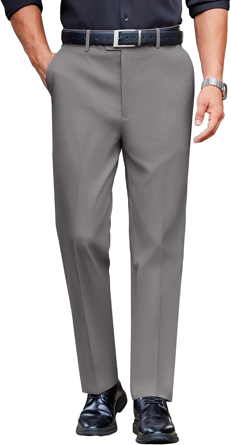 COOFANDY Men Dress Pants Slim Fit Expandable Waist Suit Pant Casual Slacks