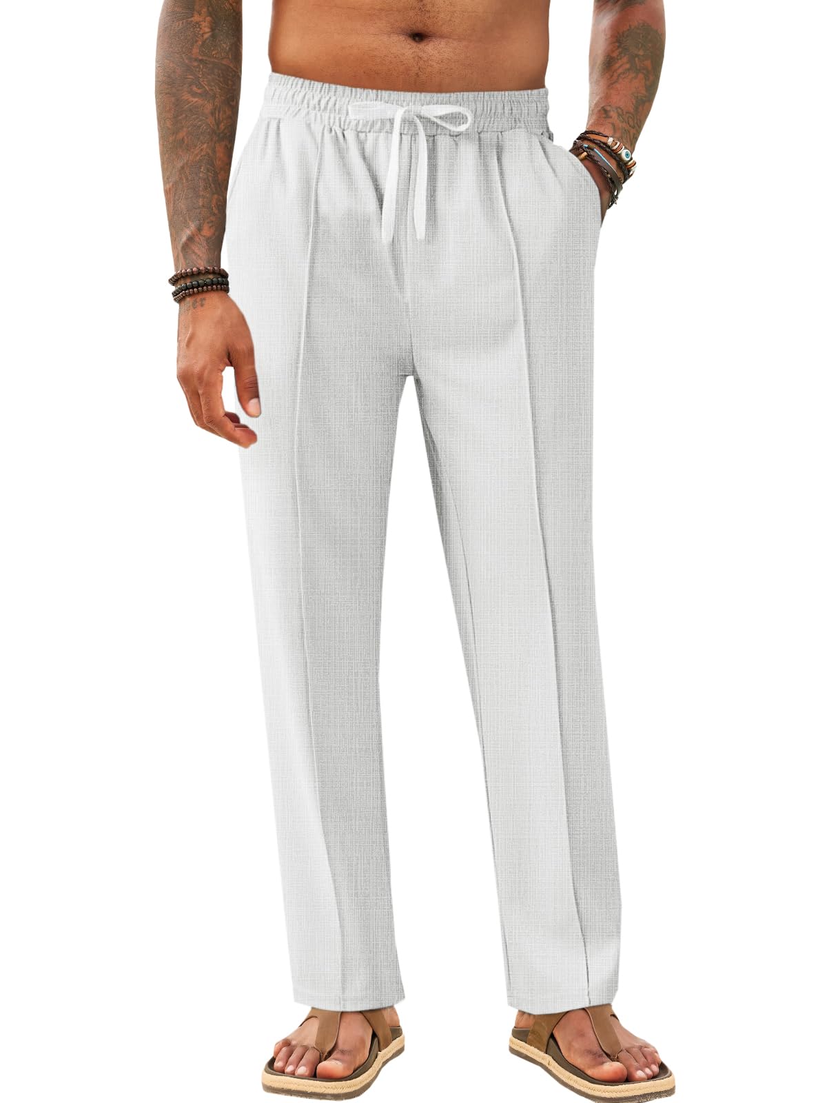 Makkrom Mens Casual Pants Lightweight Summer Beach Dress Pants