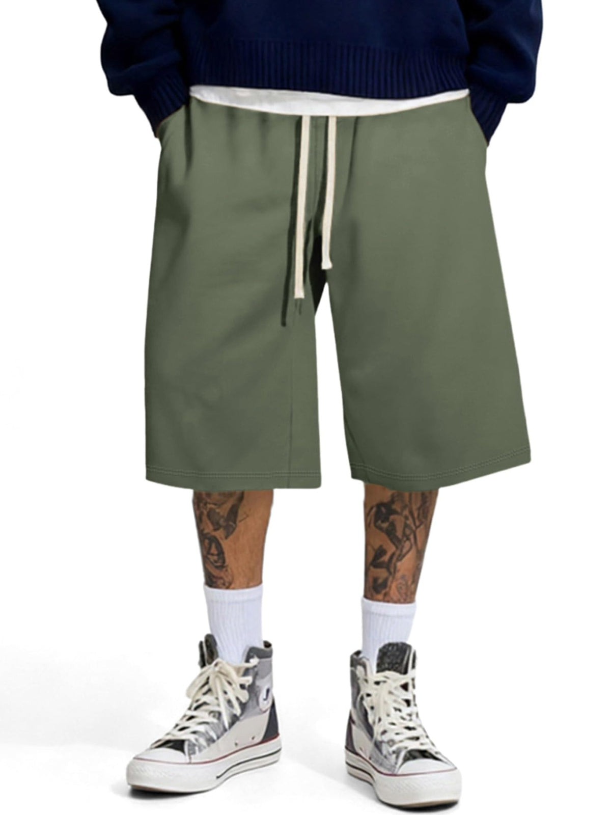 JMIERR Men's Baggy Sweat Shorts Below Knee Drawstring