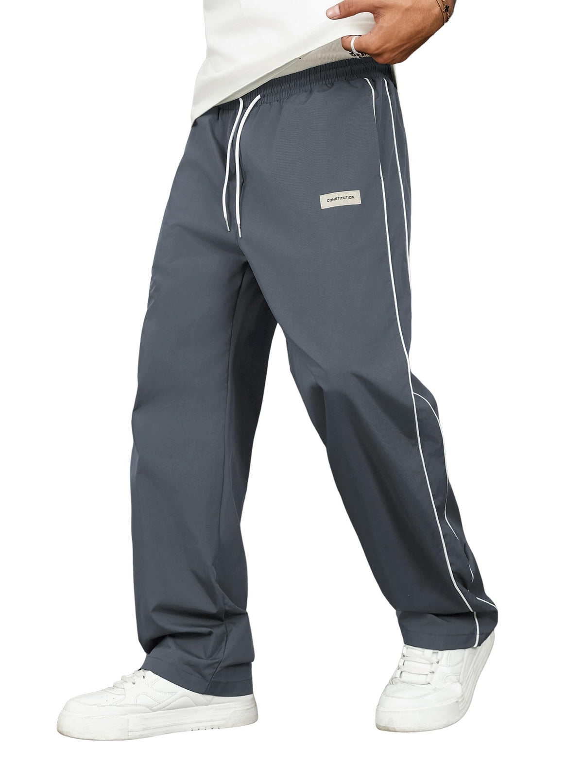 ZAFUL Mens Casual Sweatpants Stripe Drawstring Letter Y2K Baggy Track Pants