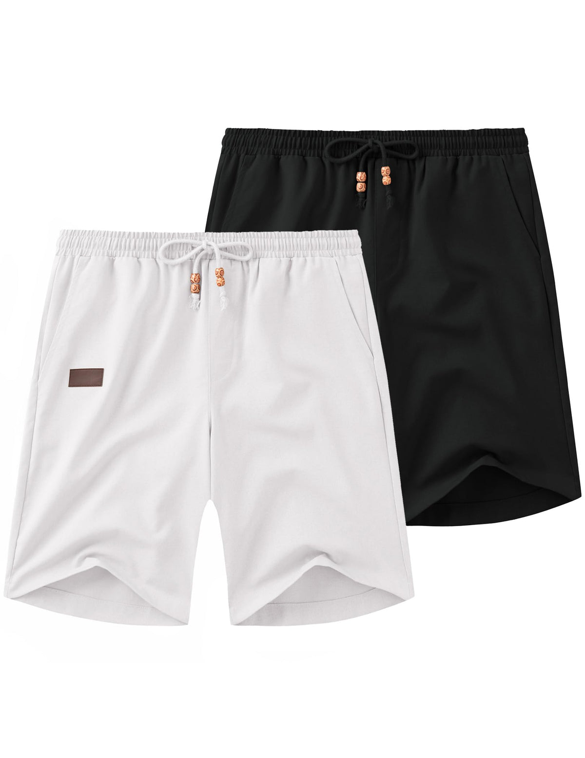 COOFANDY Men Linen Beach Shorts Casual Drawstring Summer Vacation Shorts