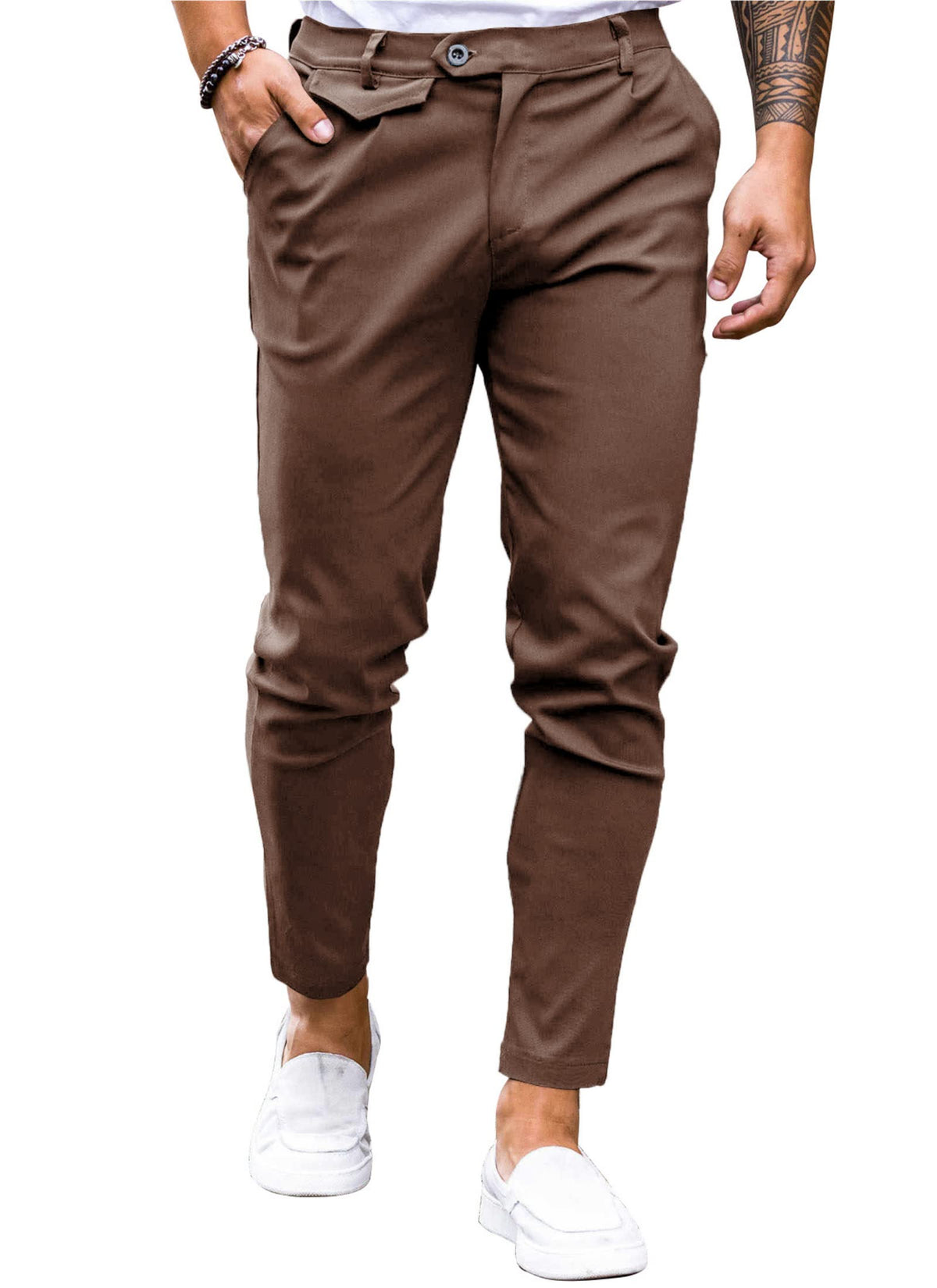 Mens Chinos Slim Fit Pants Stretch Tapered Dress Pant Casual Trousers
