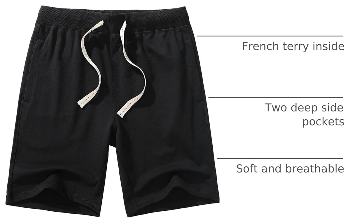 AMY COULEE Mens Casual Classic Cotton Sweat Shorts with Pockets