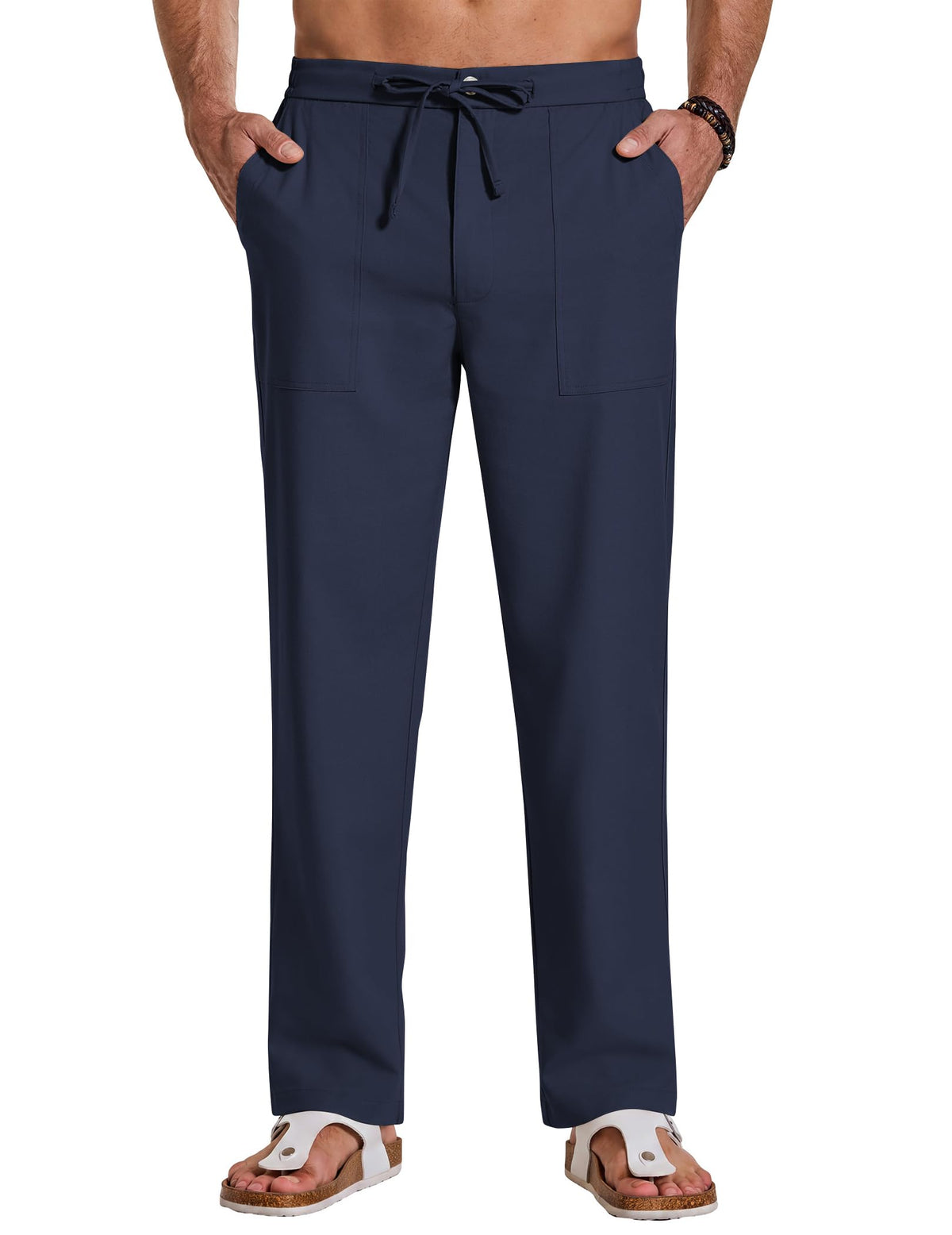 COOFANDY Mens Casual Cotton Linen Pants Lightweight Beach Dress Pant