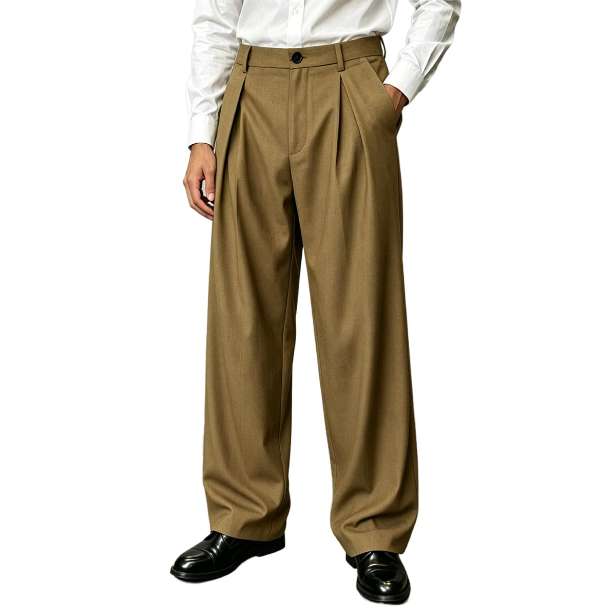 Percle Men's Pleated Baggy Wide Leg Dress Pants Old Money Casual Slacks