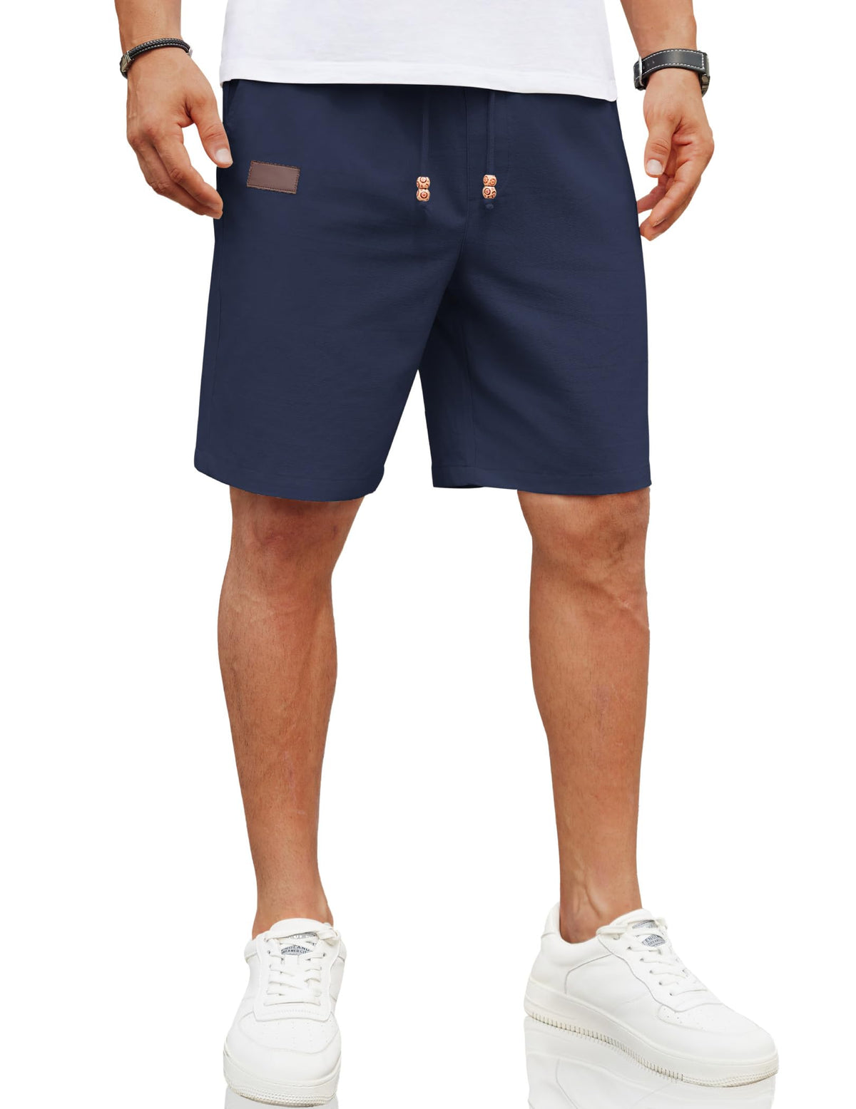 COOFANDY Men Linen Beach Shorts Casual Drawstring Summer Vacation Shorts