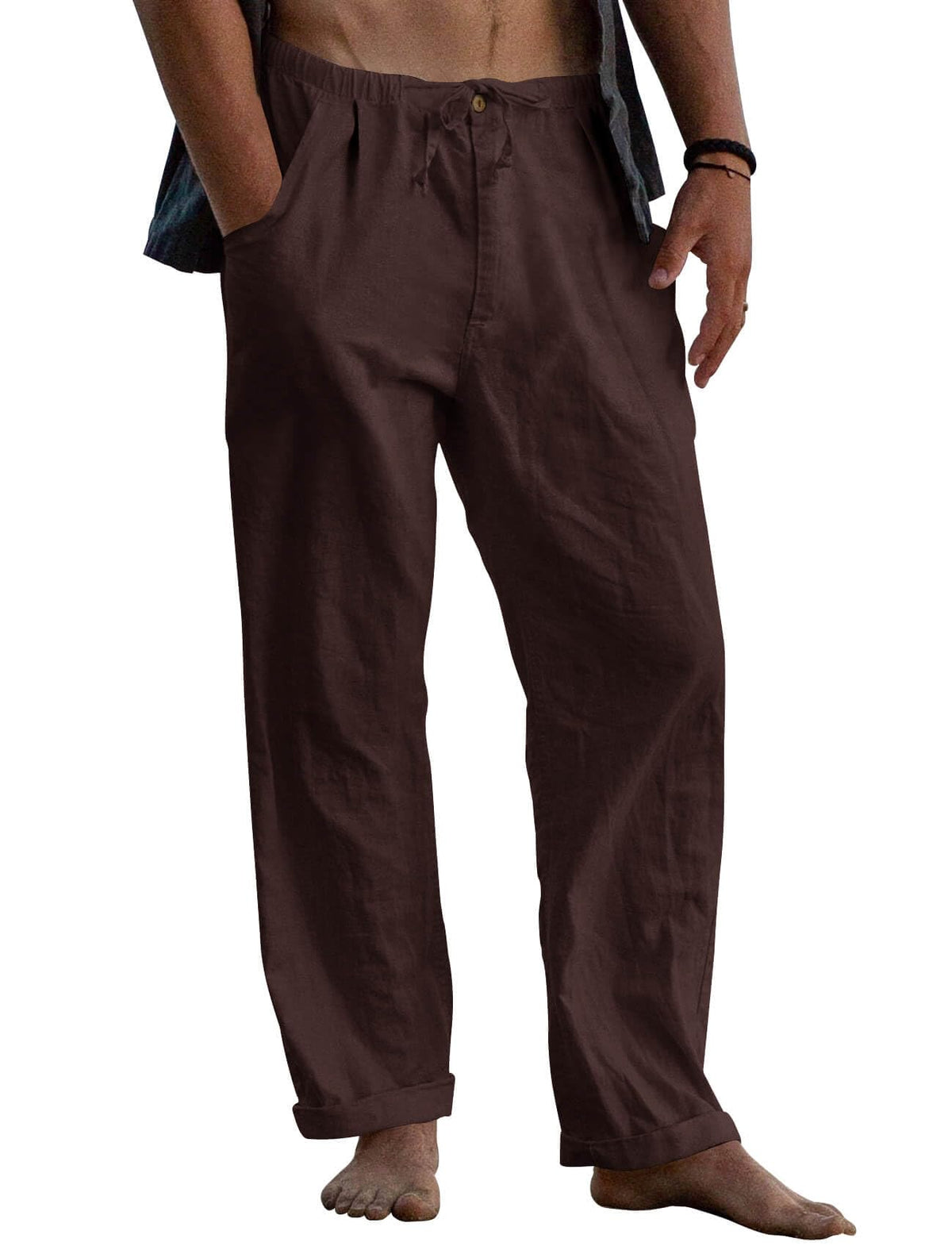 Gafeng Mens Linen Pants Yoga Casual Beach Summer Harem Baggy Trousers