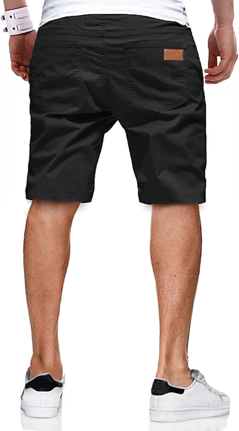 JMIERR Mens Cotton Stretch Shorts Casual Drawstring Twill Chino Shorts