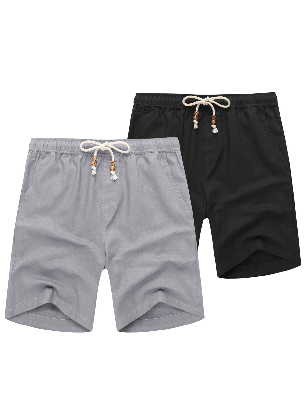 COOFANDY Men's Linen Shorts Casual Summer Beach 9"/ 7" Drawstring Shorts