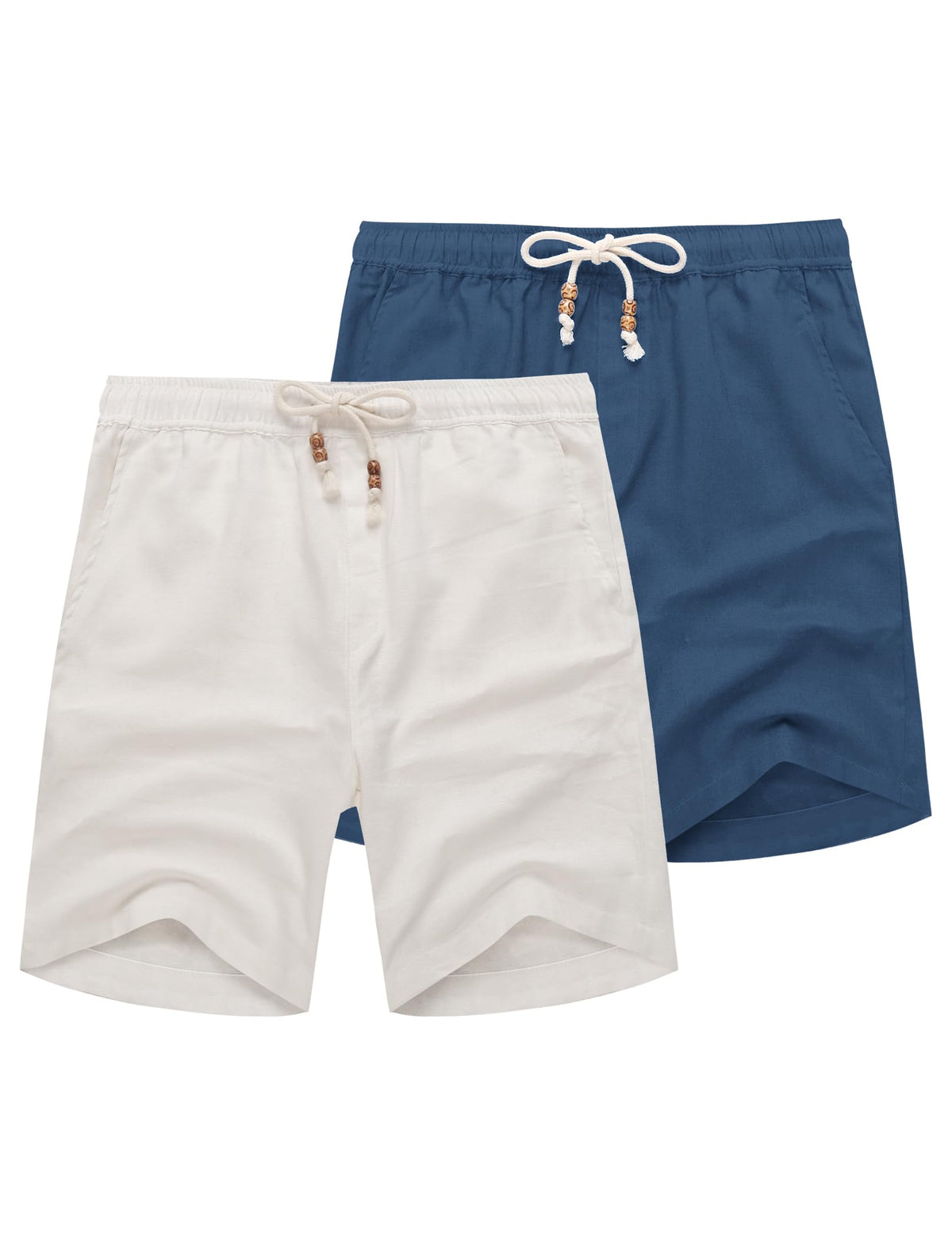 COOFANDY Men's Linen Shorts Casual Summer Beach 9"/ 7" Drawstring Shorts