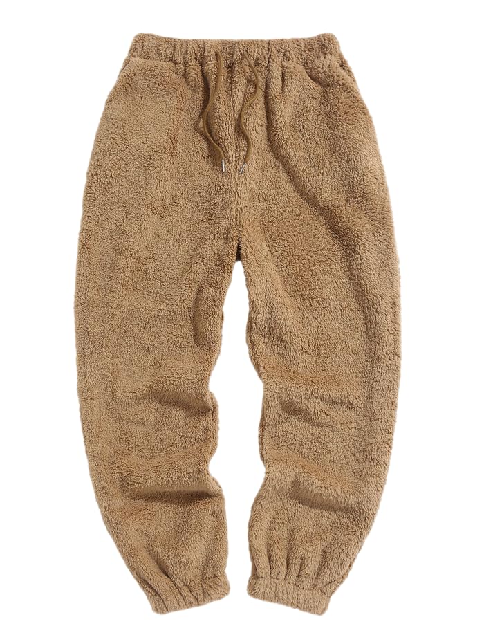 ZAFUL Men Fluffy Teddy Fuzzy Pajama Pants Plush Loungewear Trousers with Pockets