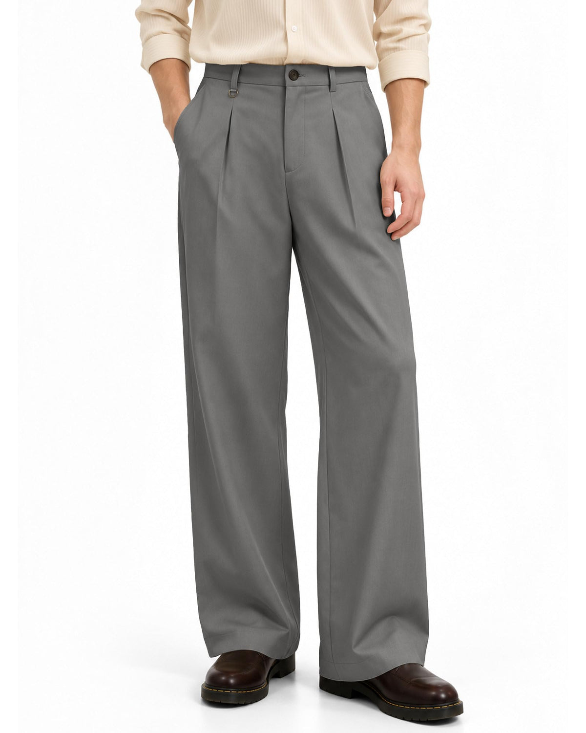 ZKMAN Men's Wide Leg Pleated Dress Pants Drawstring Elastic Waist Slacks
