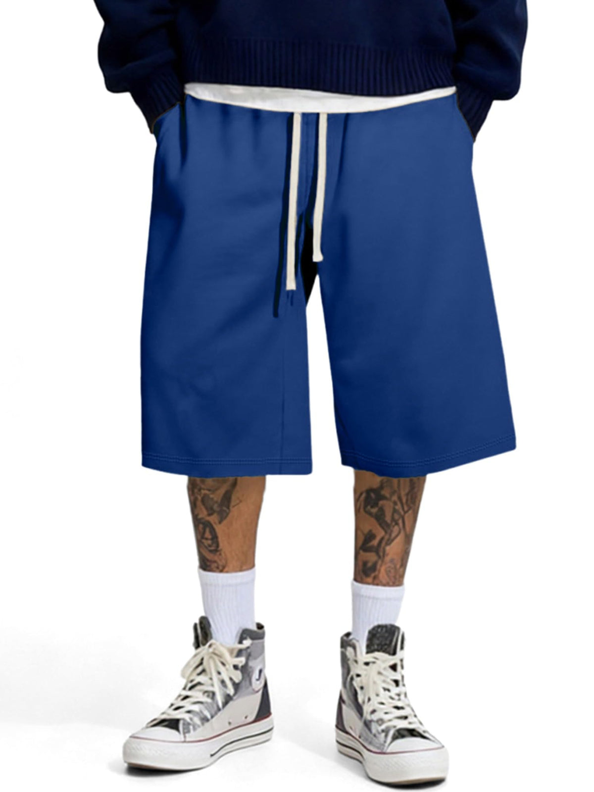 JMIERR Men's Baggy Sweat Shorts Below Knee Drawstring