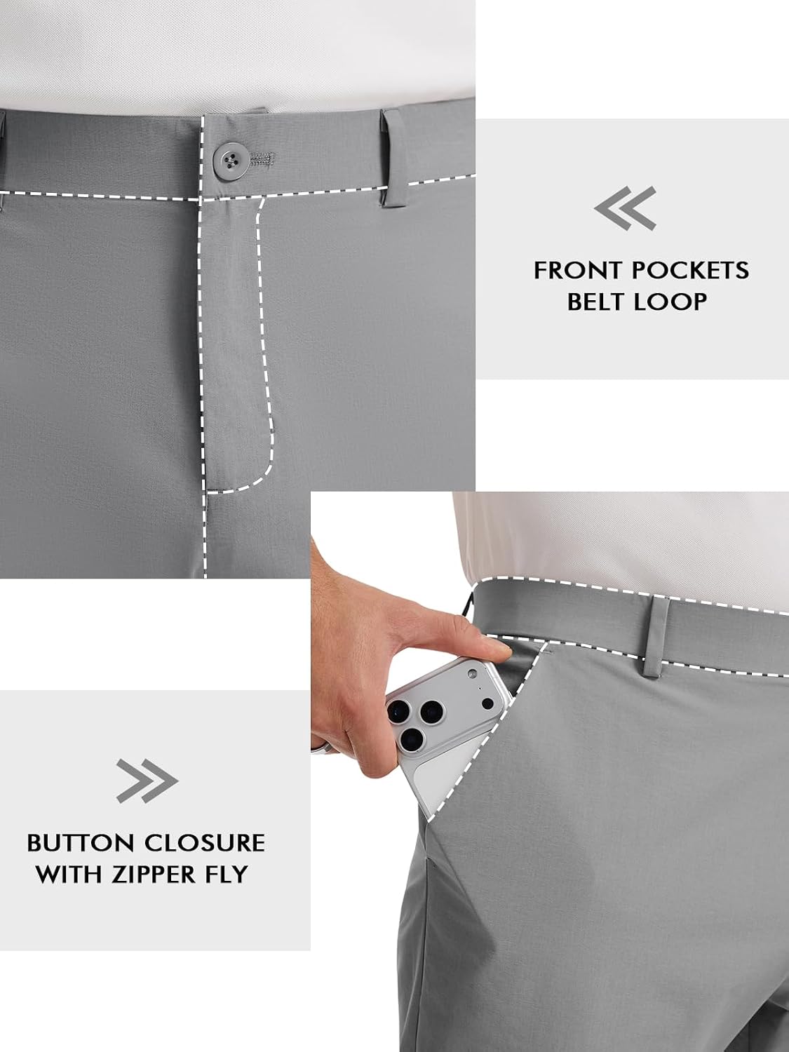 Runcati Mens Golf Pants Stretch Dress Work Pants Casual Slacks 30"/32"/34"