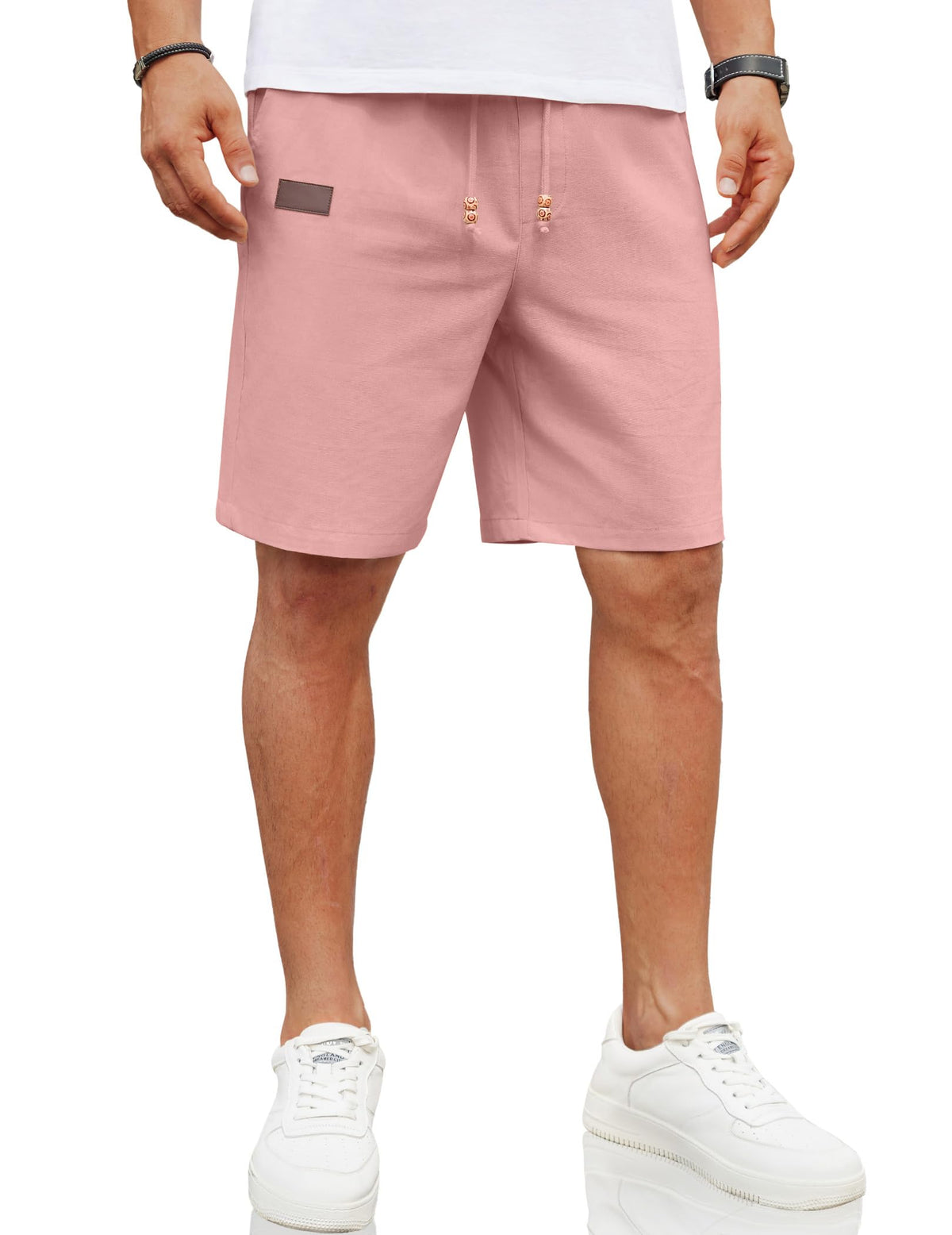 COOFANDY Men Linen Beach Shorts Casual Drawstring Summer Vacation Shorts