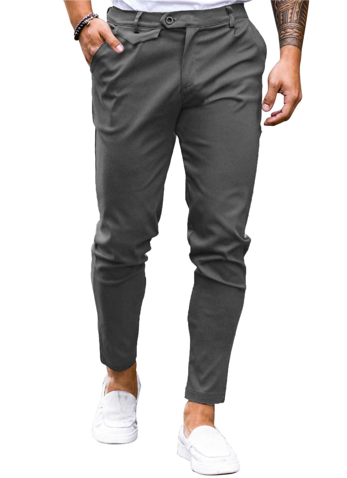 Mens Chinos Slim Fit Pants Stretch Tapered Dress Pant Casual Trousers