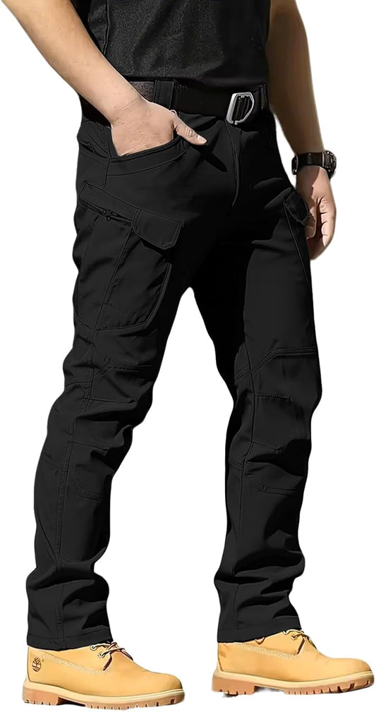 whox Men's Cargo Tactical Pants Work Hiking Trousers Waterproof Lightweight Elastic Waist for Travel with Pockets(No Belt)