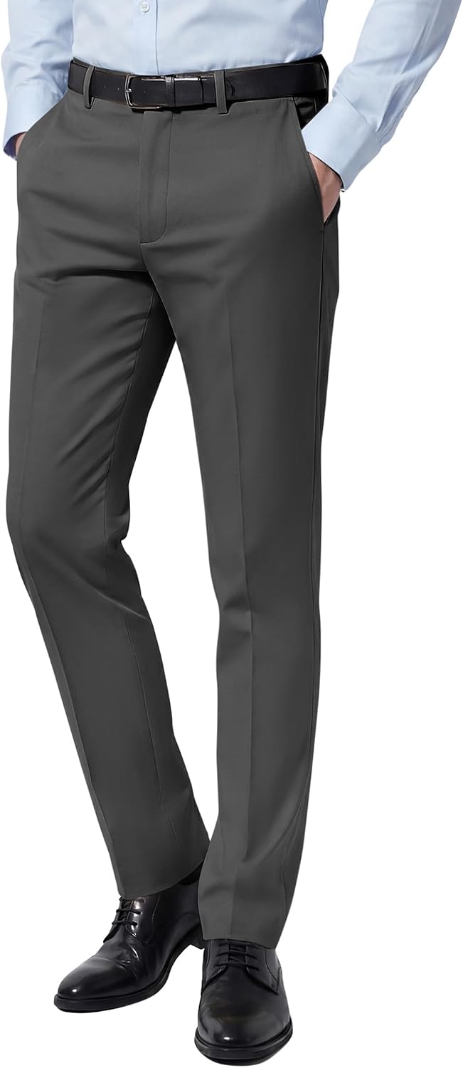 COOFANDY Men Dress Pants Slim Fit Suit Pants Expandable Waist Casual Slacks