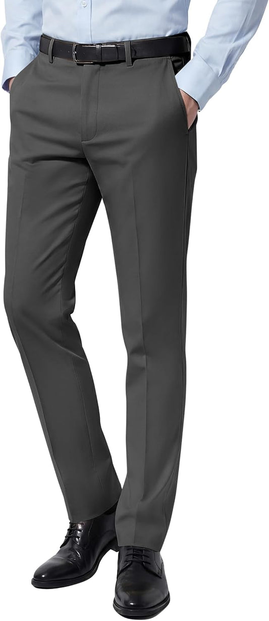 COOFANDY Men Dress Pants Slim Fit Suit Pants Expandable Waist Casual Slacks